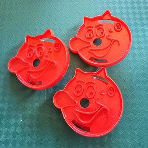 Lot of 3 Vintage Reddy Kilowatt Plastic Imprint Cookie Cutters (1940s-60s)